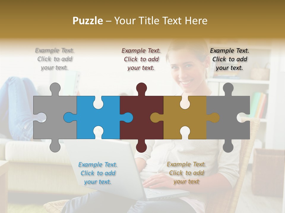 Beautiful Girl Is Using Headset, Isolated On White PowerPoint Template