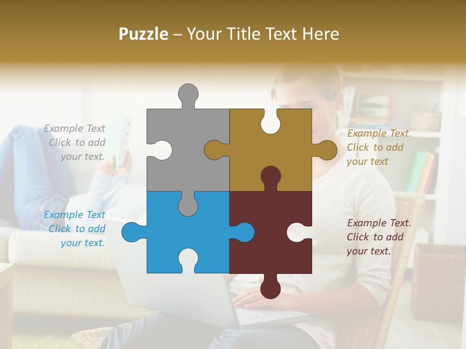 Beautiful Girl Is Using Headset, Isolated On White PowerPoint Template