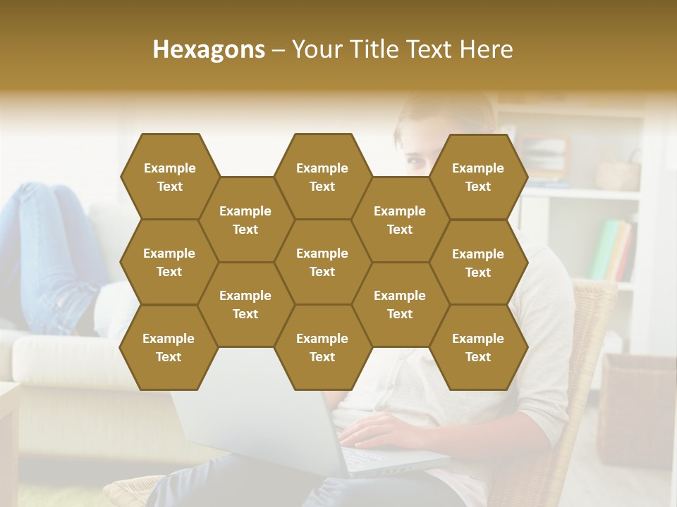 Beautiful Girl Is Using Headset, Isolated On White PowerPoint Template