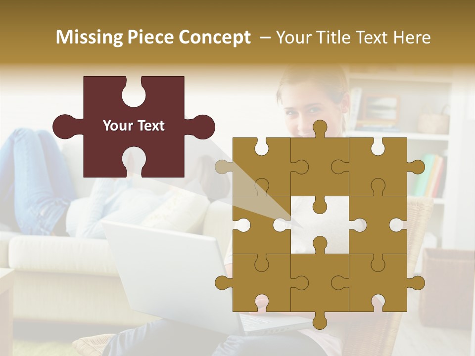 Beautiful Girl Is Using Headset, Isolated On White PowerPoint Template