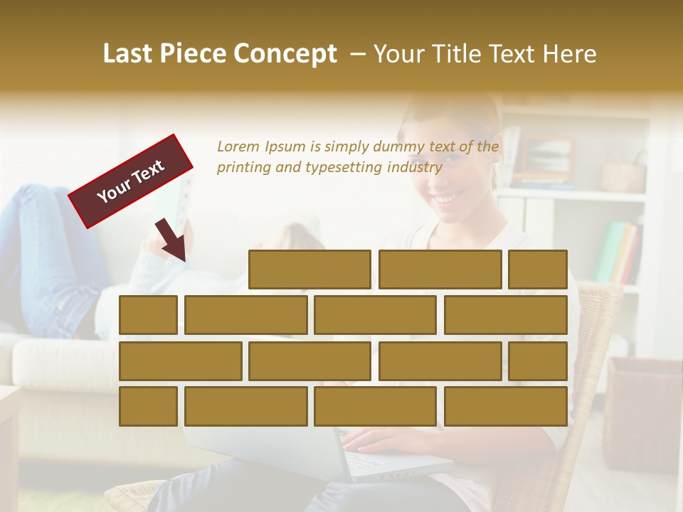 Beautiful Girl Is Using Headset, Isolated On White PowerPoint Template