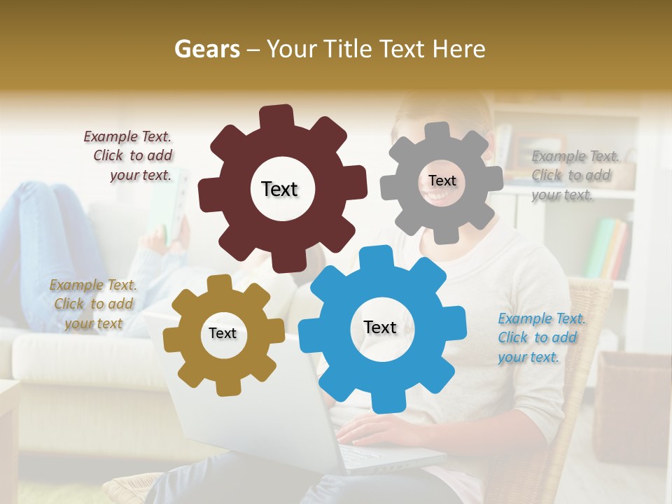 Beautiful Girl Is Using Headset, Isolated On White PowerPoint Template