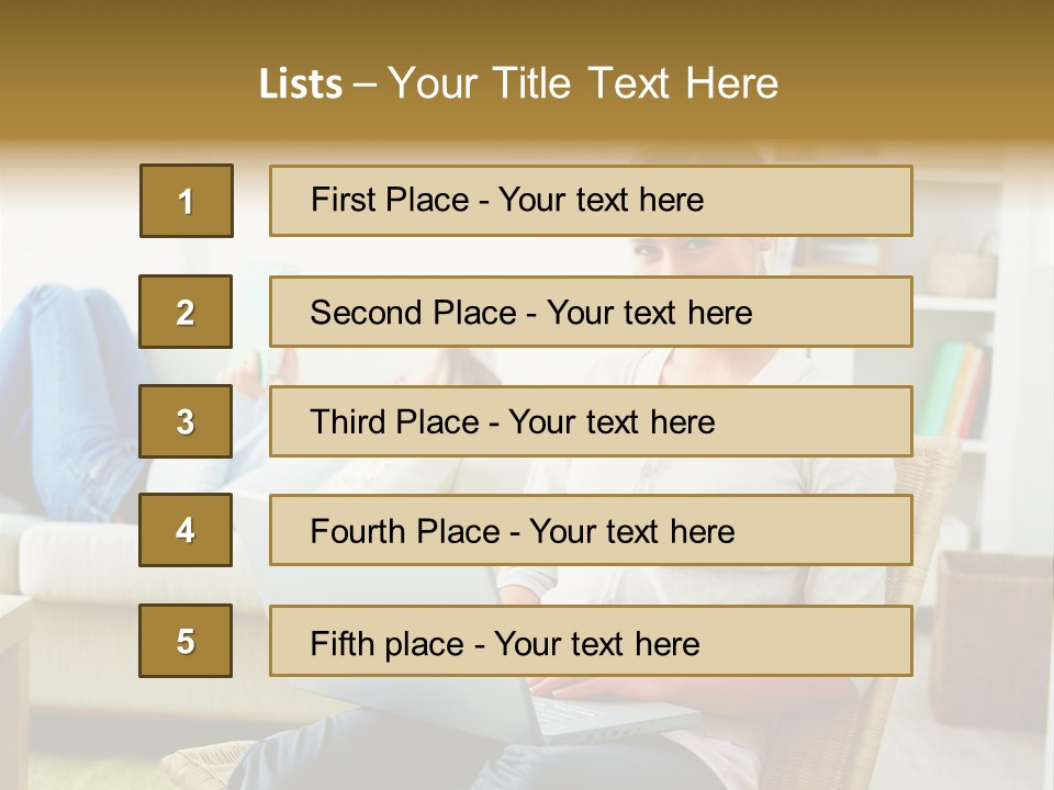 Beautiful Girl Is Using Headset, Isolated On White PowerPoint Template