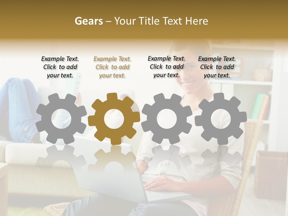 Beautiful Girl Is Using Headset, Isolated On White PowerPoint Template