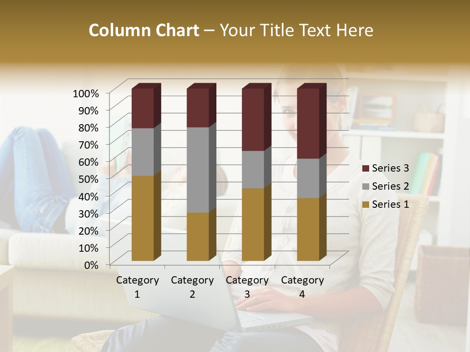 Beautiful Girl Is Using Headset, Isolated On White PowerPoint Template