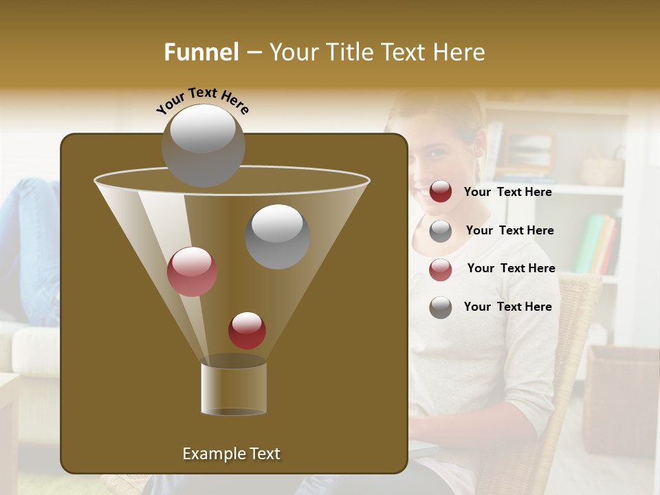 Beautiful Girl Is Using Headset, Isolated On White PowerPoint Template