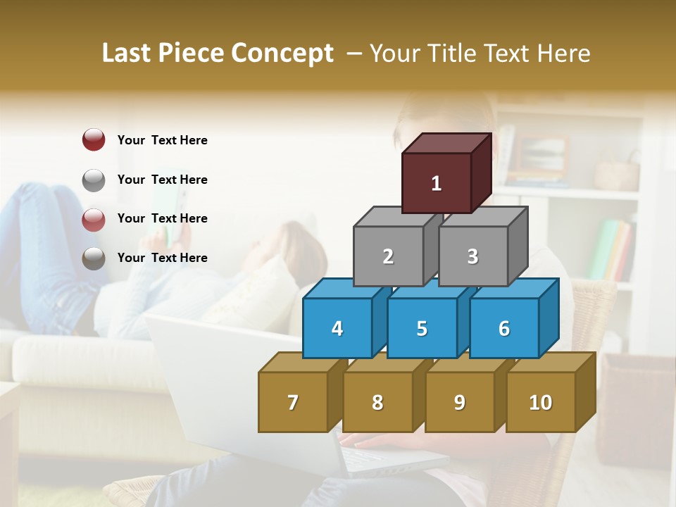 Beautiful Girl Is Using Headset, Isolated On White PowerPoint Template