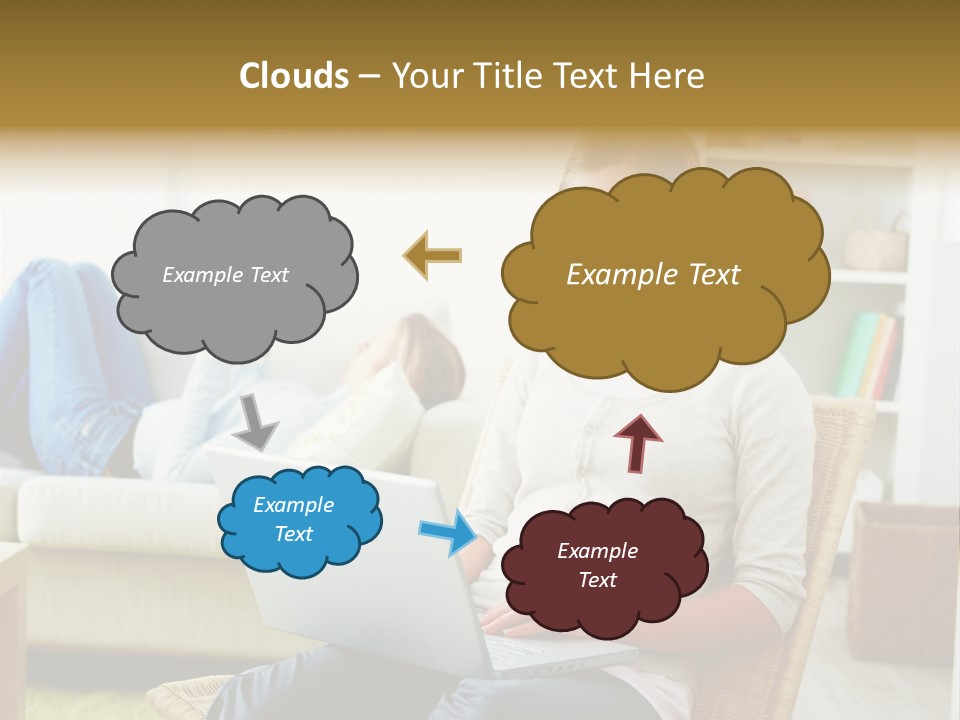 Beautiful Girl Is Using Headset, Isolated On White PowerPoint Template