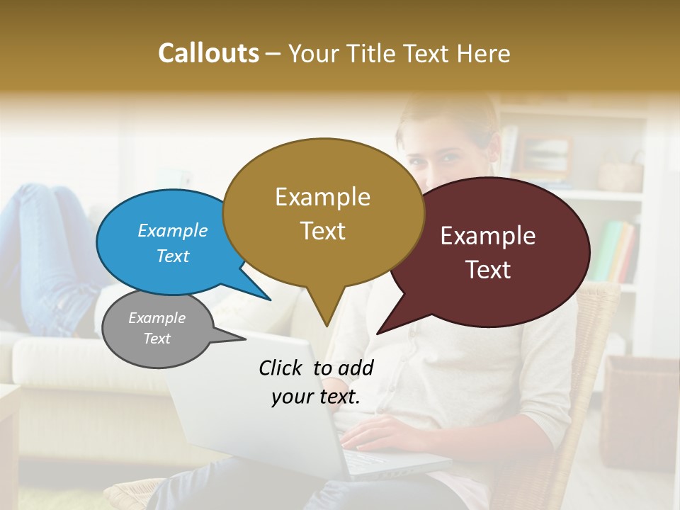 Beautiful Girl Is Using Headset, Isolated On White PowerPoint Template