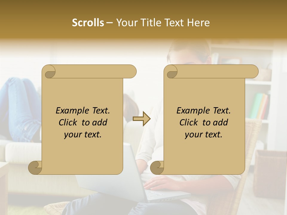 Beautiful Girl Is Using Headset, Isolated On White PowerPoint Template