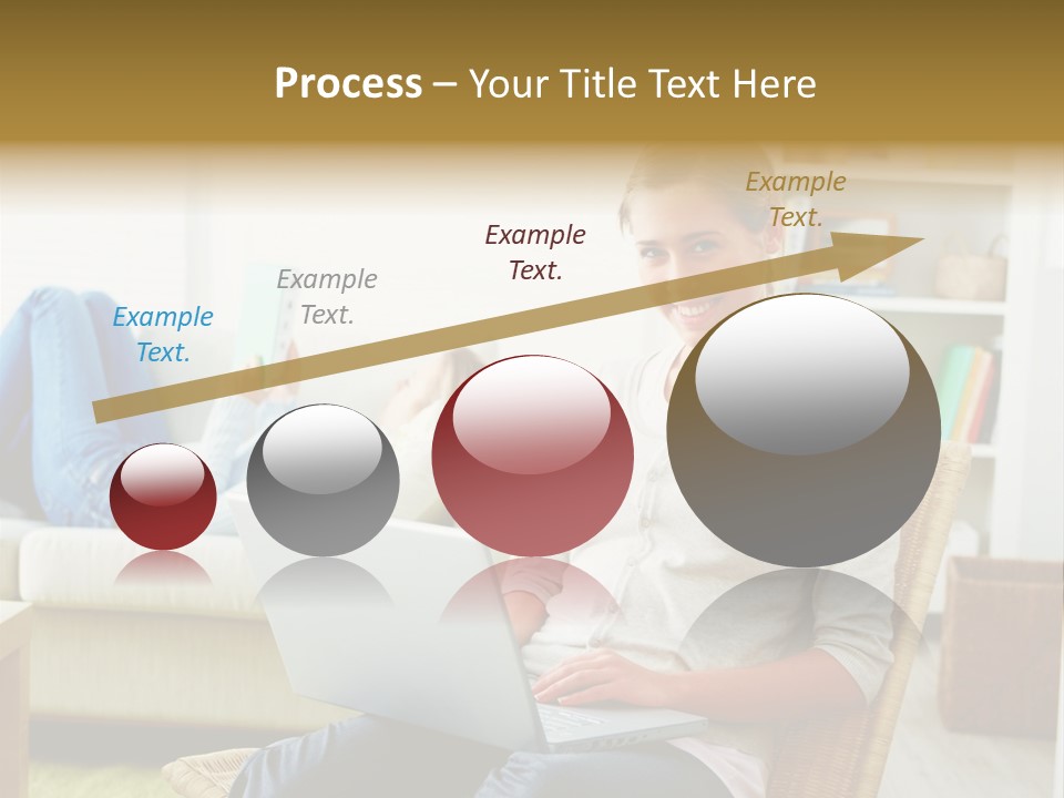 Beautiful Girl Is Using Headset, Isolated On White PowerPoint Template