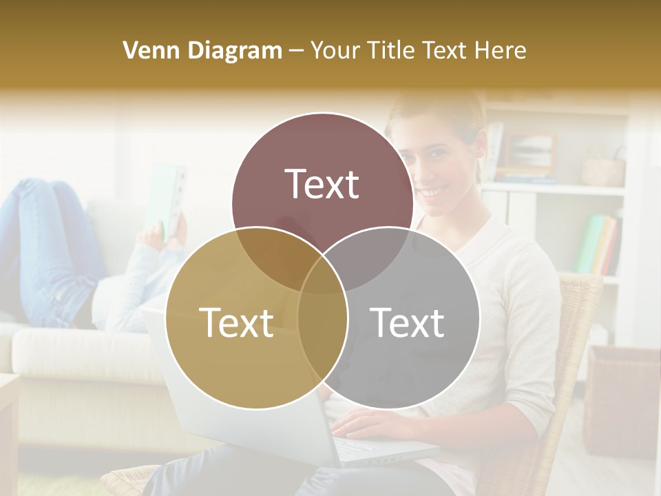 Beautiful Girl Is Using Headset, Isolated On White PowerPoint Template