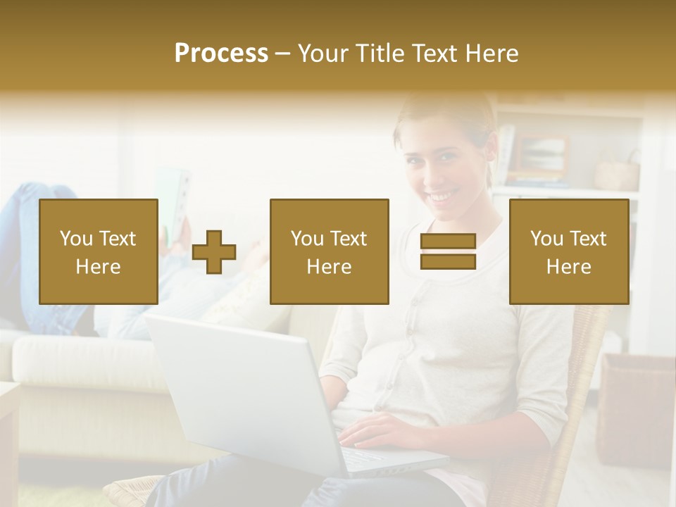 Beautiful Girl Is Using Headset, Isolated On White PowerPoint Template