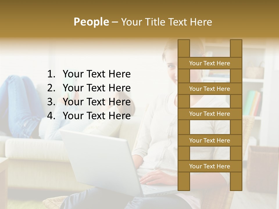 Beautiful Girl Is Using Headset, Isolated On White PowerPoint Template