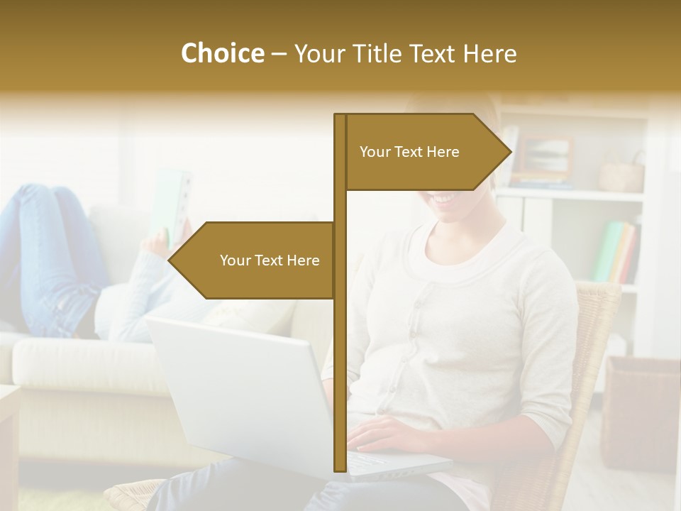 Beautiful Girl Is Using Headset, Isolated On White PowerPoint Template