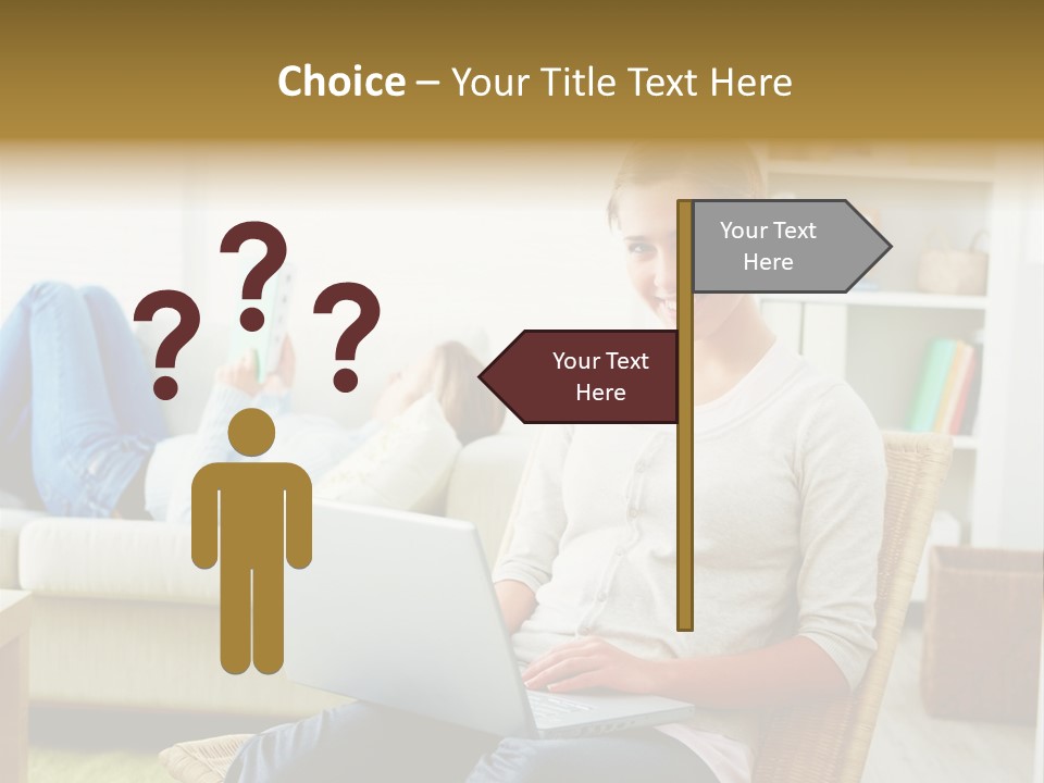 Beautiful Girl Is Using Headset, Isolated On White PowerPoint Template