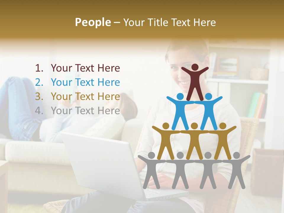 Beautiful Girl Is Using Headset, Isolated On White PowerPoint Template