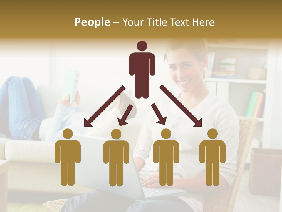 Beautiful Girl Is Using Headset, Isolated On White PowerPoint Template