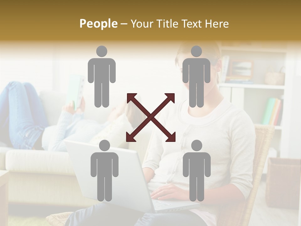 Beautiful Girl Is Using Headset, Isolated On White PowerPoint Template