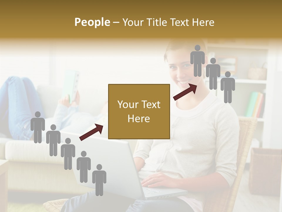 Beautiful Girl Is Using Headset, Isolated On White PowerPoint Template