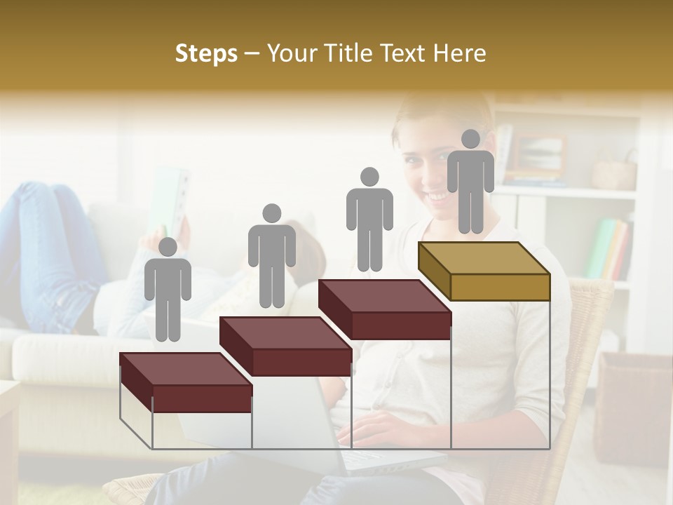 Beautiful Girl Is Using Headset, Isolated On White PowerPoint Template