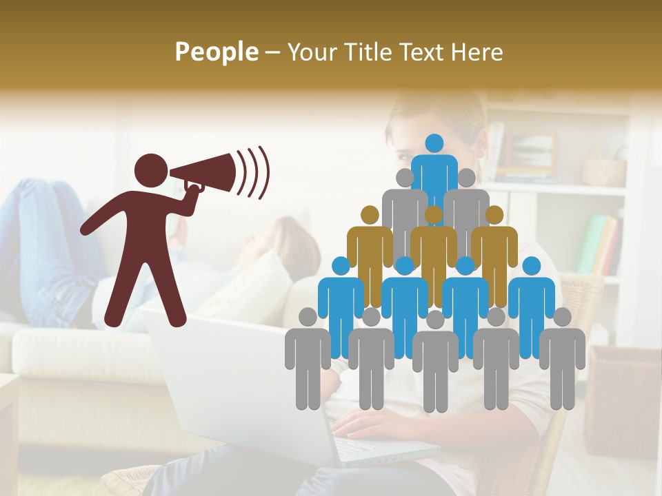 Beautiful Girl Is Using Headset, Isolated On White PowerPoint Template