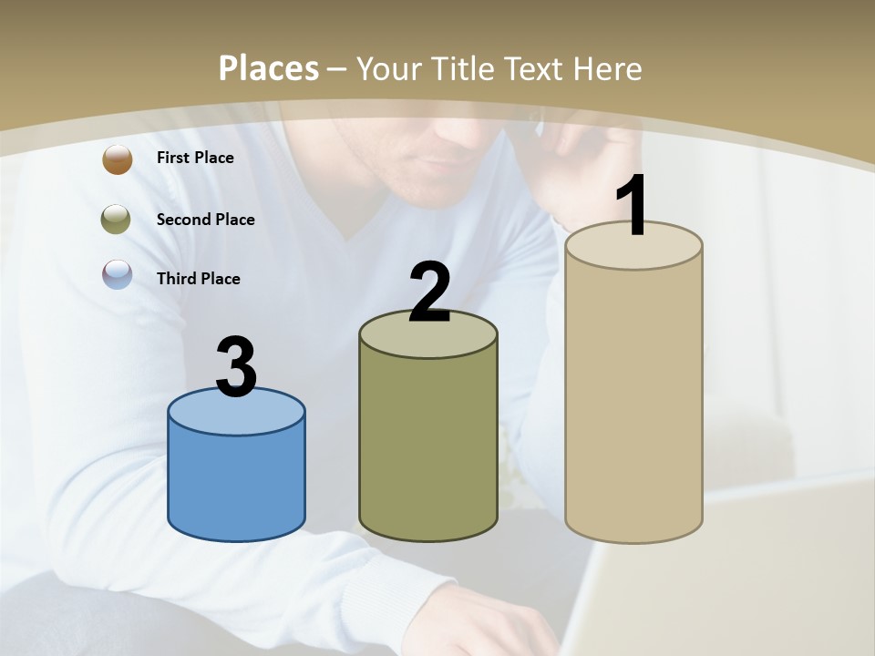 Beautiful Girl Is Using Headset, Isolated On White PowerPoint Template