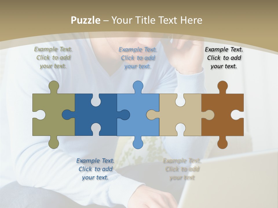 Beautiful Girl Is Using Headset, Isolated On White PowerPoint Template