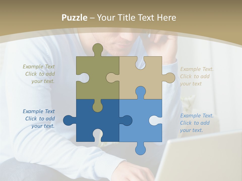 Beautiful Girl Is Using Headset, Isolated On White PowerPoint Template