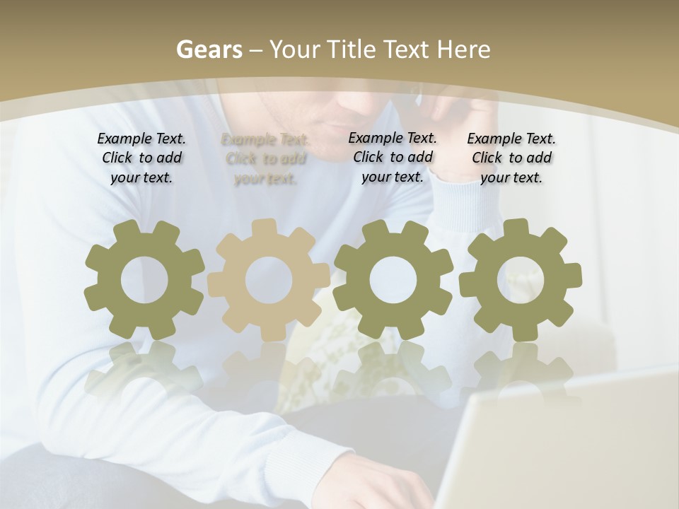 Beautiful Girl Is Using Headset, Isolated On White PowerPoint Template