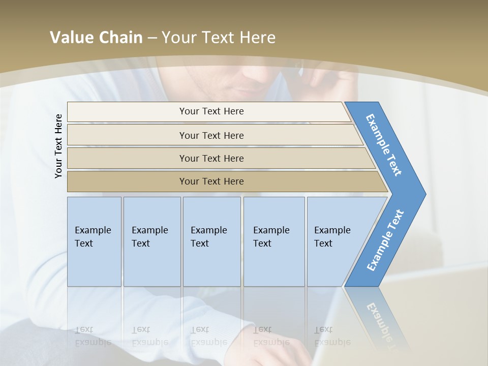 Beautiful Girl Is Using Headset, Isolated On White PowerPoint Template