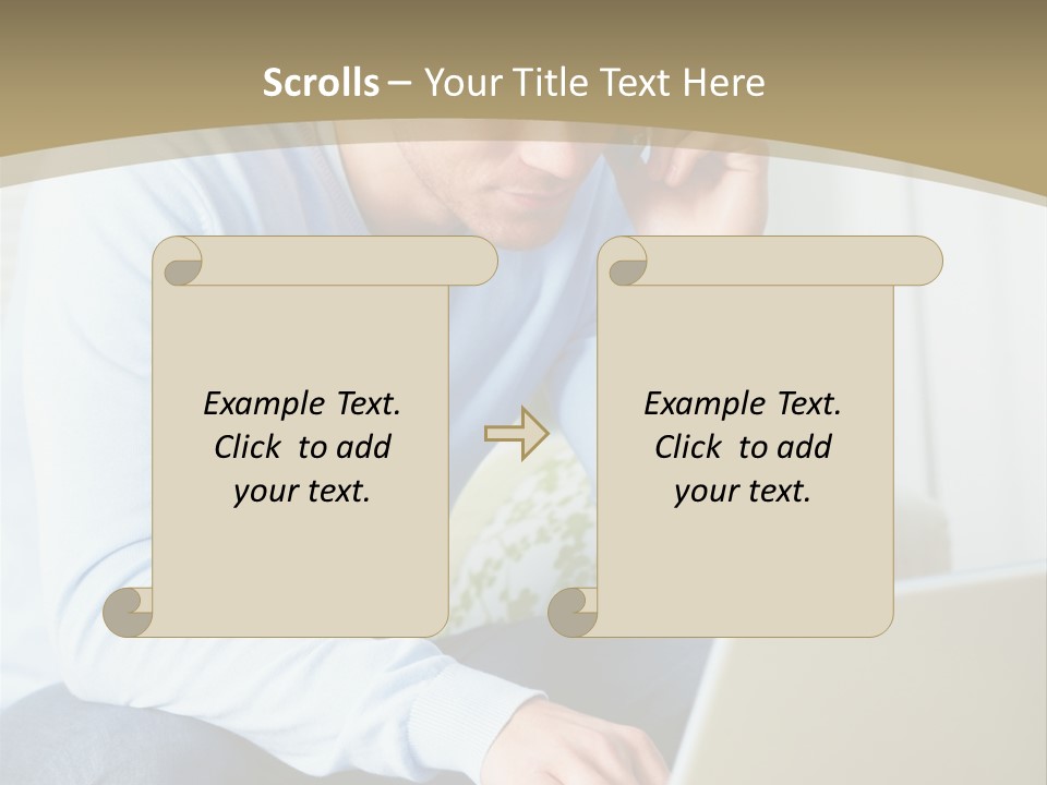 Beautiful Girl Is Using Headset, Isolated On White PowerPoint Template