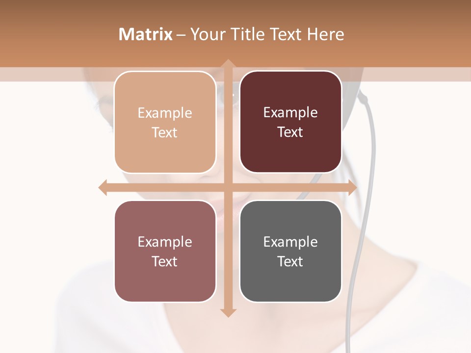 Beautiful Girl Is Using Headset, Isolated On White PowerPoint Template