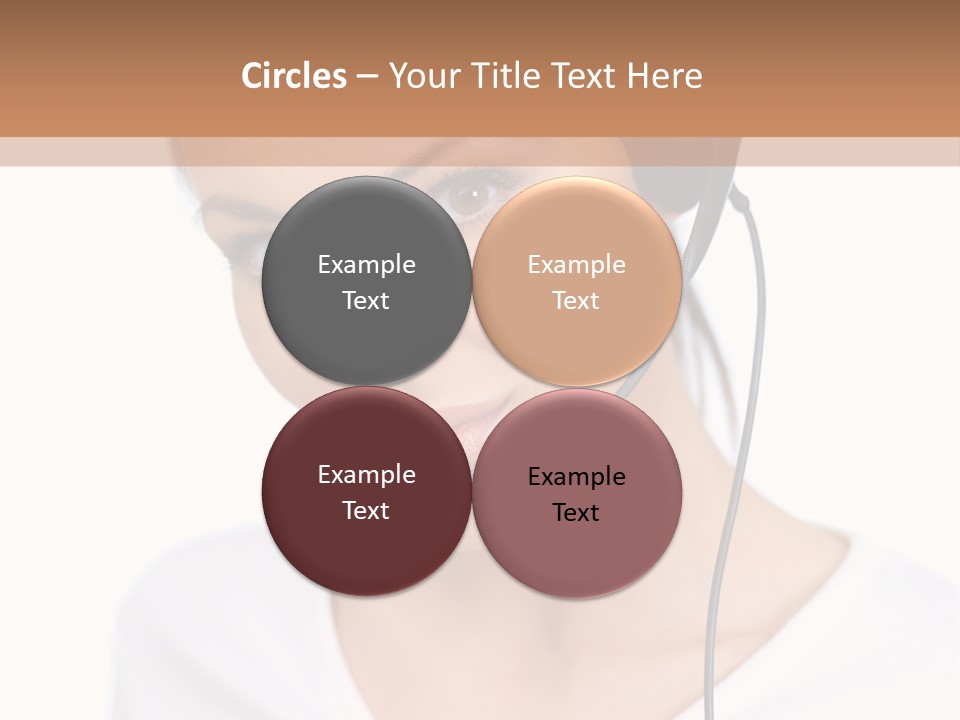 Beautiful Girl Is Using Headset, Isolated On White PowerPoint Template