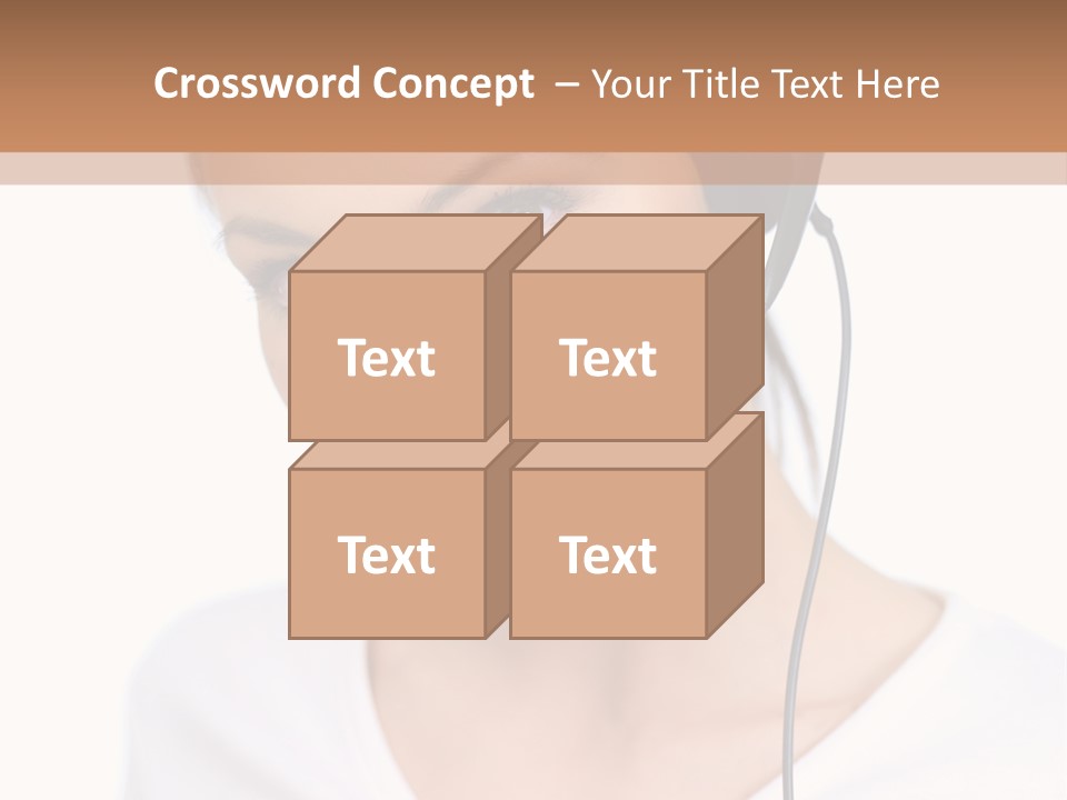 Beautiful Girl Is Using Headset, Isolated On White PowerPoint Template