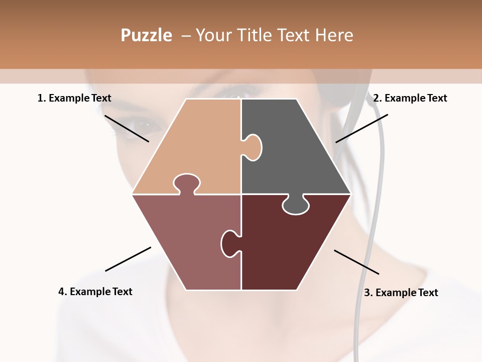 Beautiful Girl Is Using Headset, Isolated On White PowerPoint Template