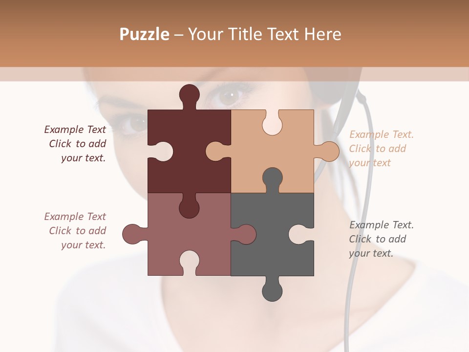 Beautiful Girl Is Using Headset, Isolated On White PowerPoint Template