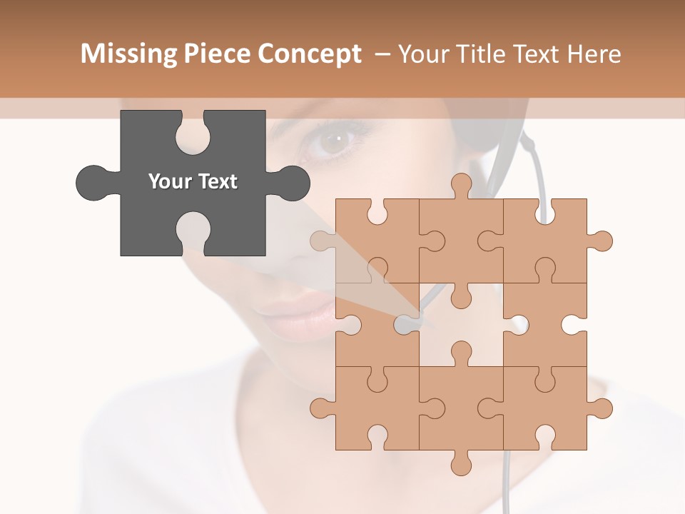 Beautiful Girl Is Using Headset, Isolated On White PowerPoint Template