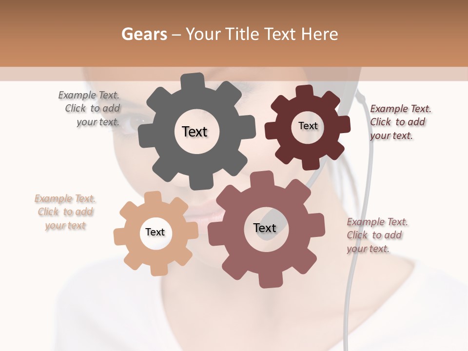 Beautiful Girl Is Using Headset, Isolated On White PowerPoint Template