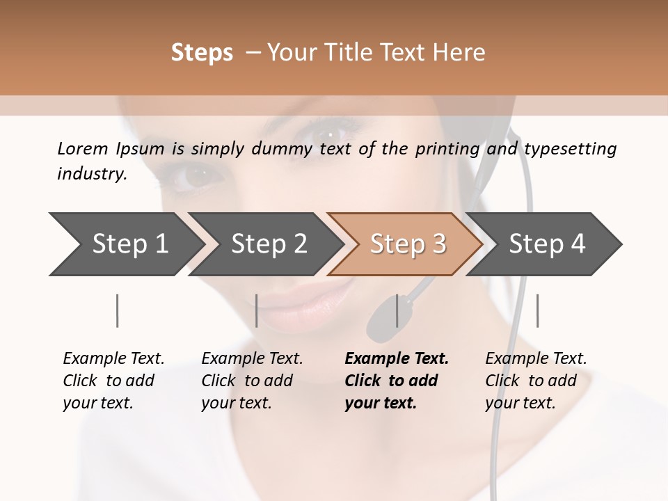 Beautiful Girl Is Using Headset, Isolated On White PowerPoint Template