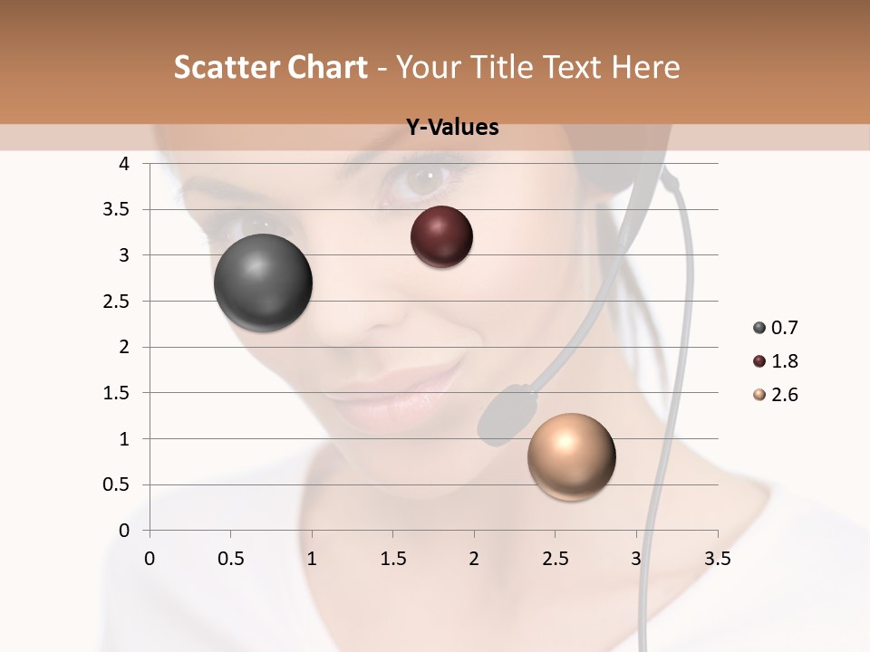 Beautiful Girl Is Using Headset, Isolated On White PowerPoint Template