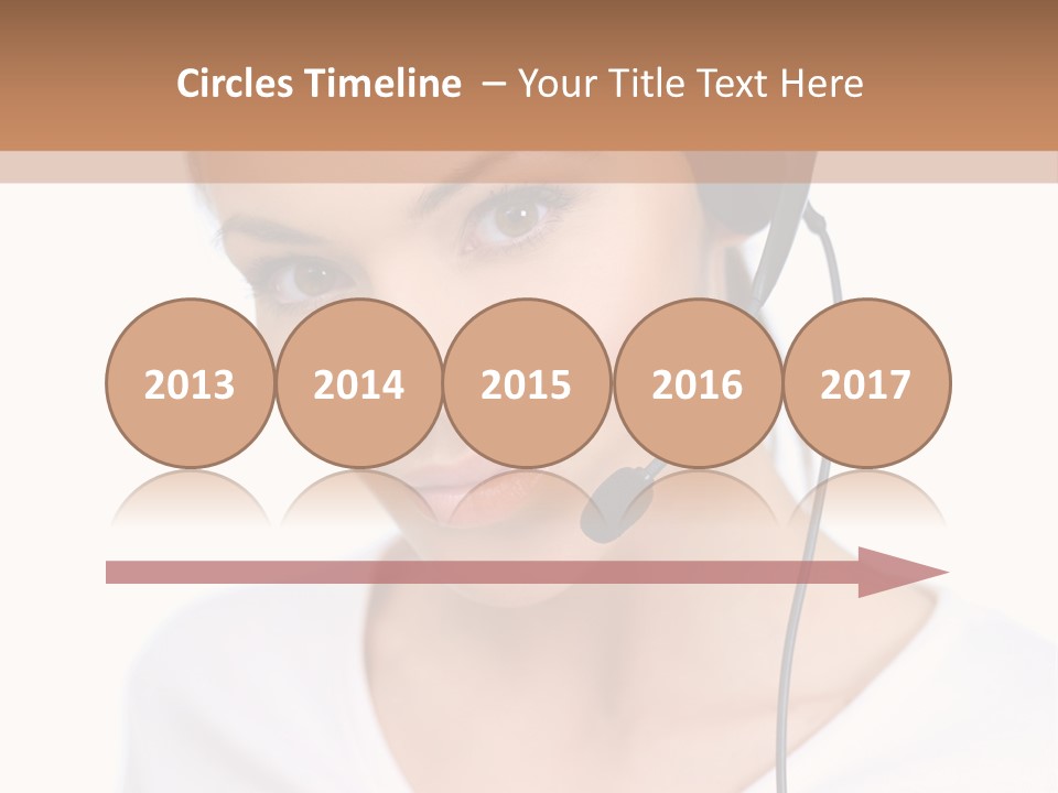 Beautiful Girl Is Using Headset, Isolated On White PowerPoint Template