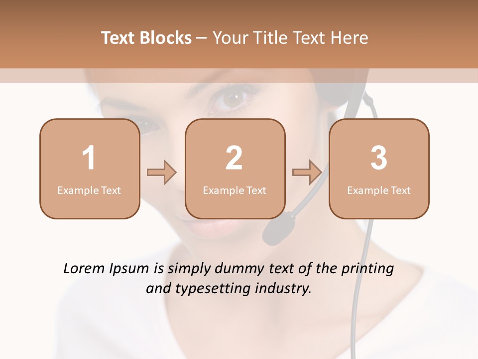 Beautiful Girl Is Using Headset, Isolated On White PowerPoint Template