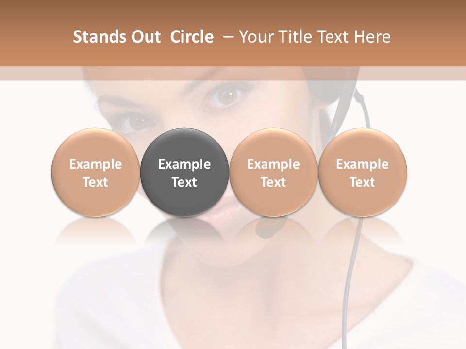 Beautiful Girl Is Using Headset, Isolated On White PowerPoint Template