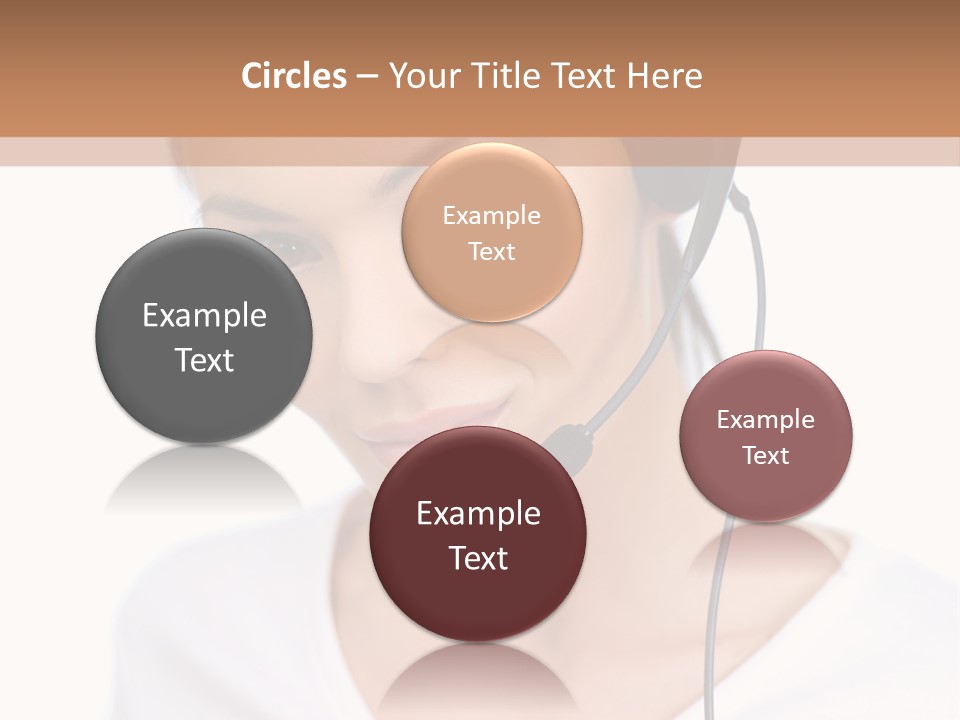 Beautiful Girl Is Using Headset, Isolated On White PowerPoint Template