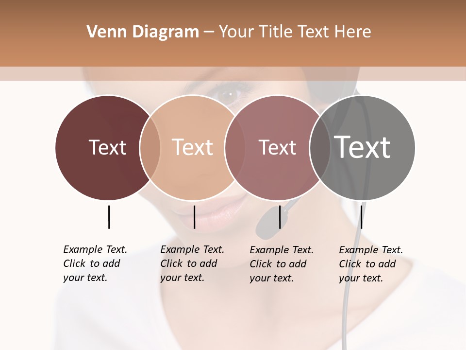 Beautiful Girl Is Using Headset, Isolated On White PowerPoint Template