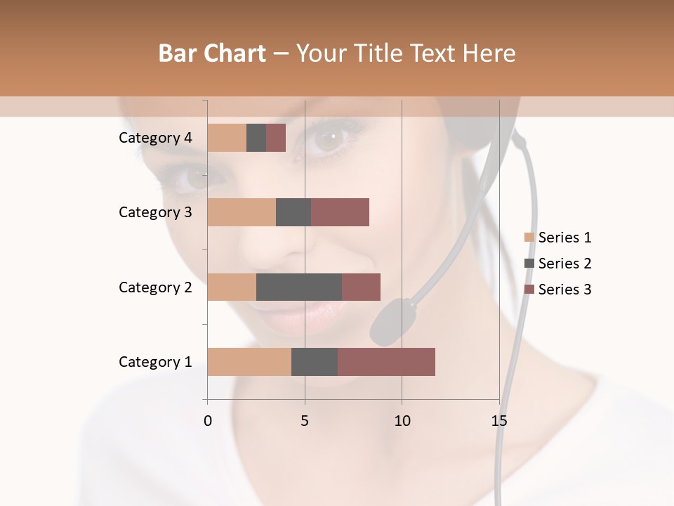 Beautiful Girl Is Using Headset, Isolated On White PowerPoint Template