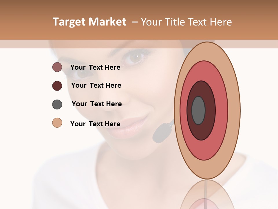 Beautiful Girl Is Using Headset, Isolated On White PowerPoint Template