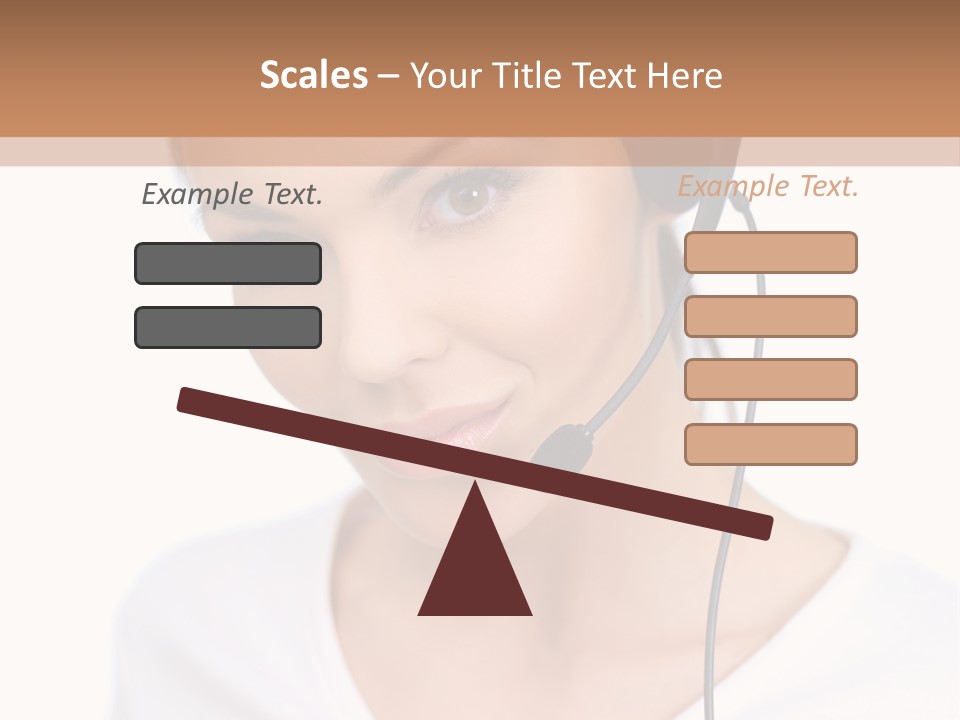 Beautiful Girl Is Using Headset, Isolated On White PowerPoint Template