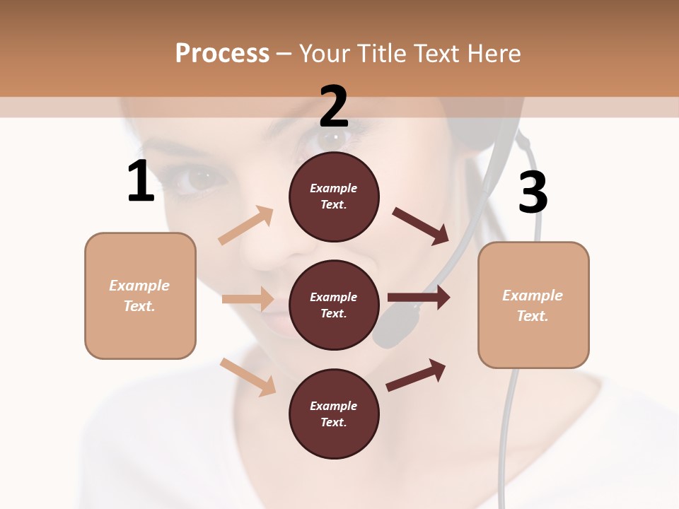 Beautiful Girl Is Using Headset, Isolated On White PowerPoint Template